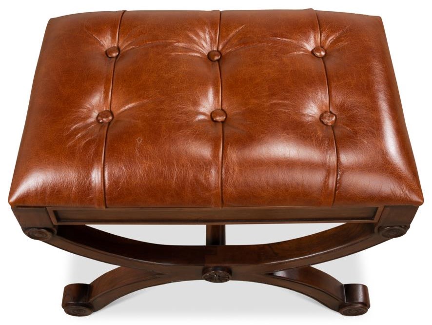 Tufted leather stool deals